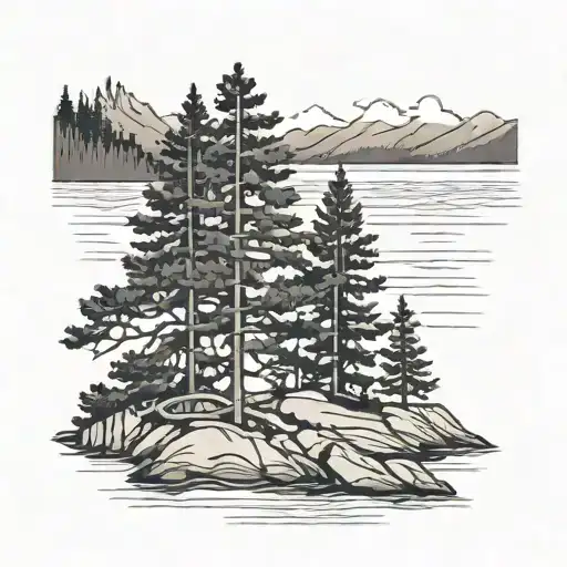 Lake Superior Outline Pine Tree