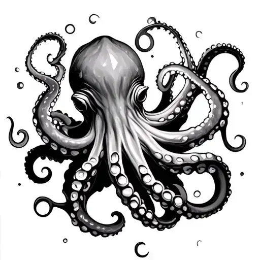 Octopus Wrapping Its Tentacles Intertwined