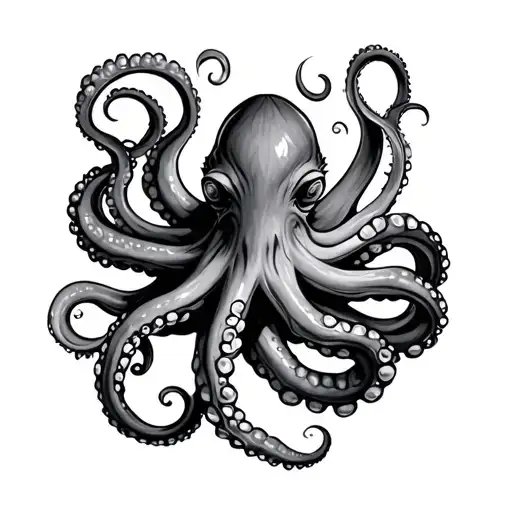 Octopus Wrapping Its Tentacles Intertwined From Top To Buttom