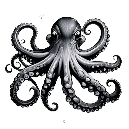 Octopus Wrapping Its Tentacles Intertwined Stretched