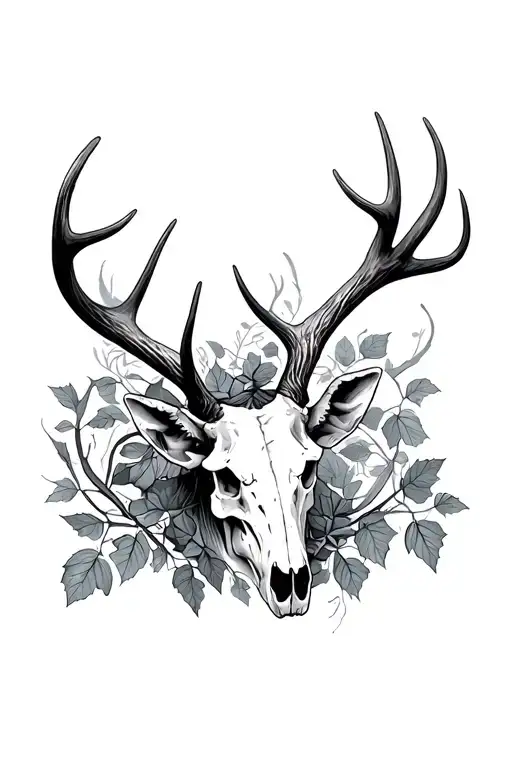 Stag Skull With Ivy