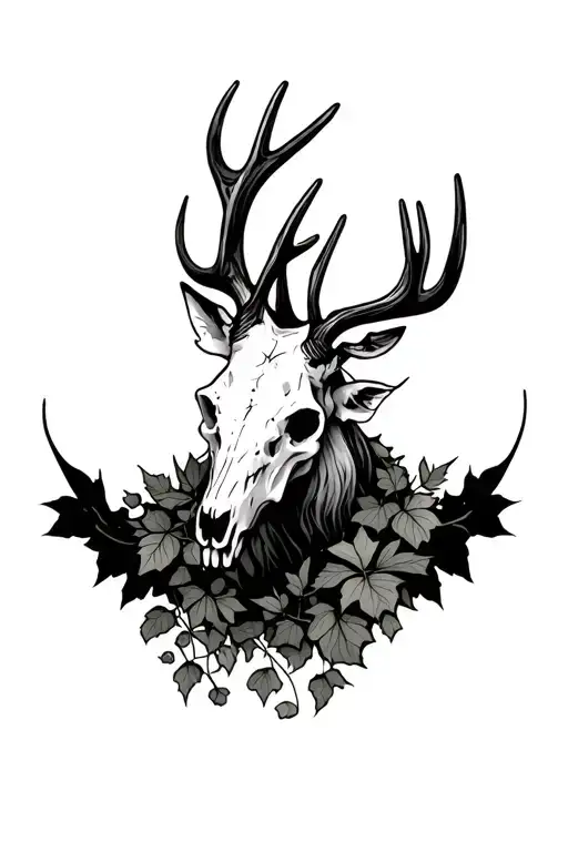 Stag Skull With Ivy