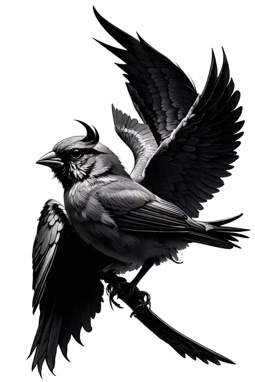 Angel And Devil Sparrows Flying