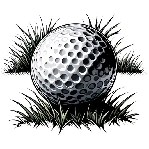 Golf Ball On Tee With Grass