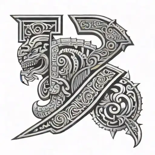 Letter P 3D And Filled With Aztec Warrior