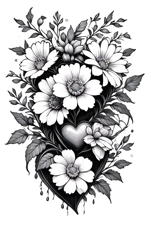 Trailing Flowers Intertwined With Hearts Connected