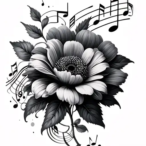 Mums Flower And Music Notes