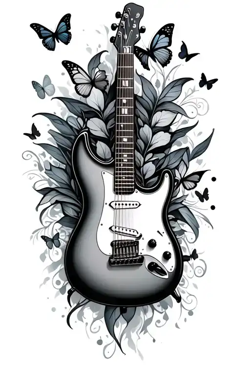 Electric Guitar With Butterflies