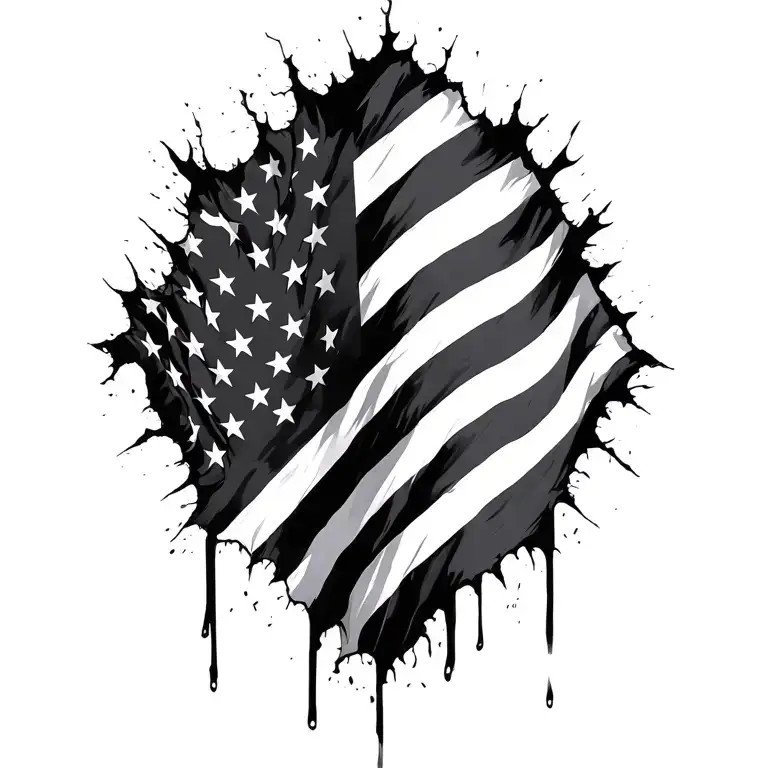 Black And Grey Faded And Torn Flag