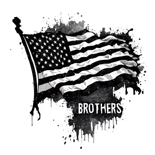 Black And Great Usa Flag Weathered With Brothers On Or In Or Around Flag