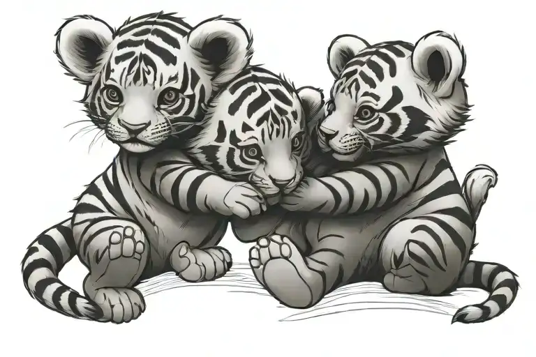 Baby Tiger Hug Baby Bear