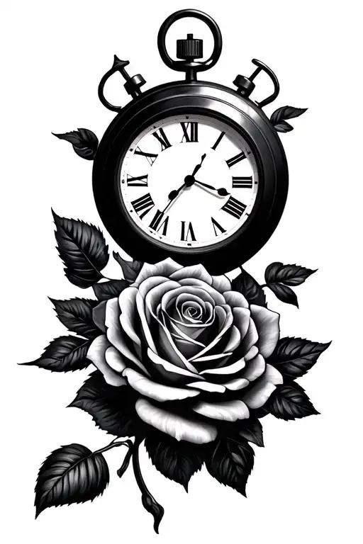 Stopwatch Or Clock July 11Th 2021 In Roman Numerals With Roses