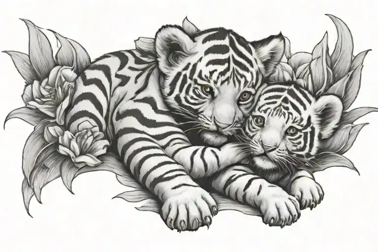 Baby Tiger Hug Baby Bear