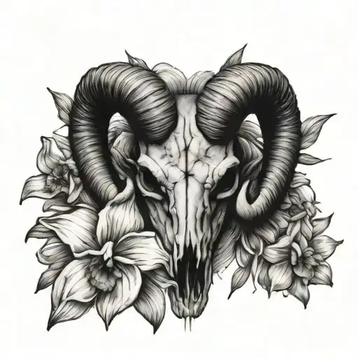 Ram Skull And Daffodils Sleeve