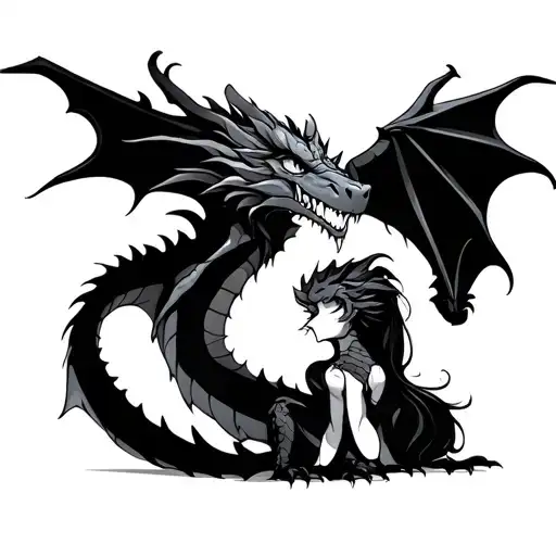 A Dragon With His Girlfriend Surrounded