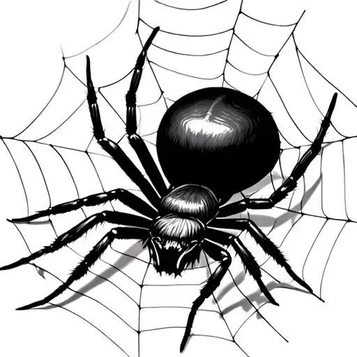 Spider Web With Black Widow Spider Hanging