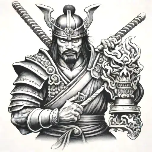 Samurai Warrior Holding Human Head