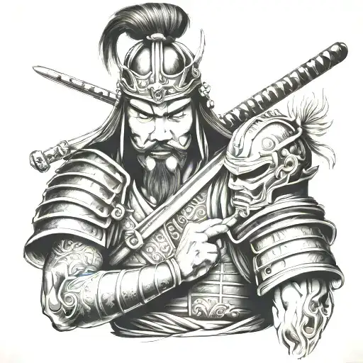 Samurai Warrior Holding Human Head