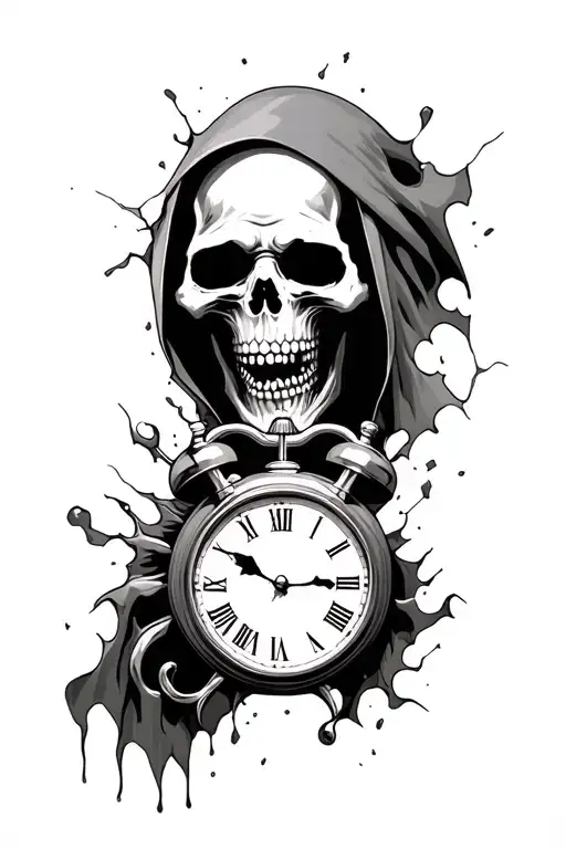 Grim Reaper With Smashed Clock Face