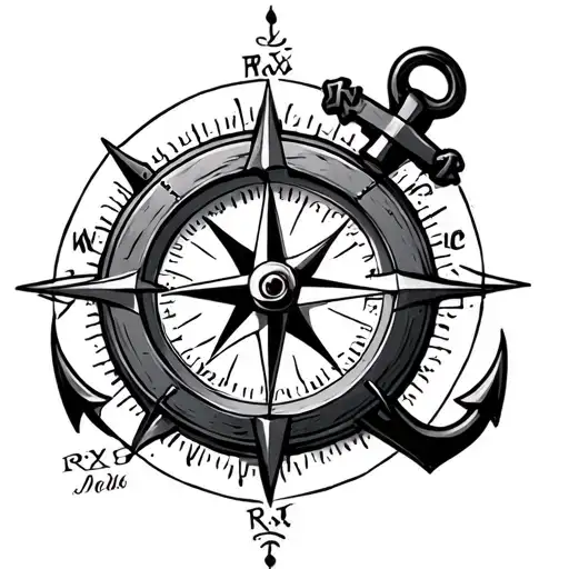 Compass With Anchor And Letters Rjx