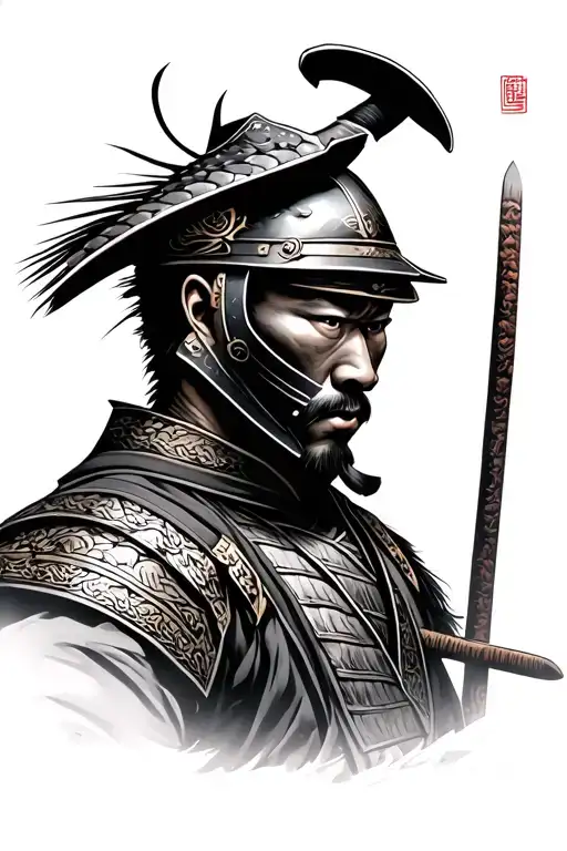 Samurai With A Helmet