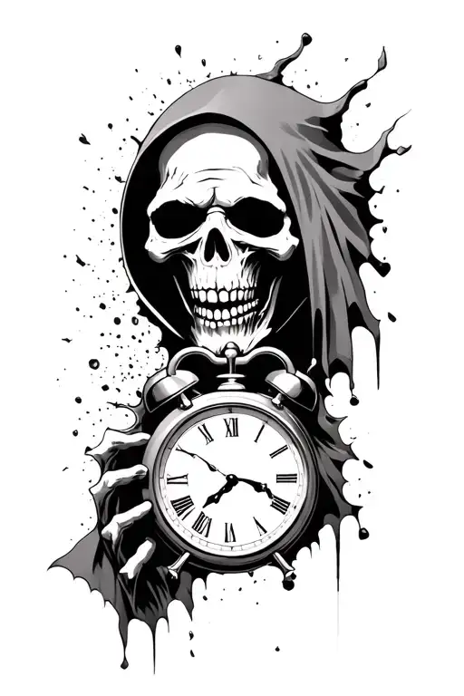 Grim Reaper With Smashed Clock Face Morphing