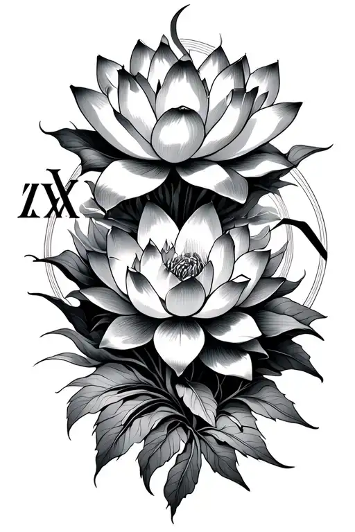 March 20Th 1999 Roman Numerals With Lotus Flower