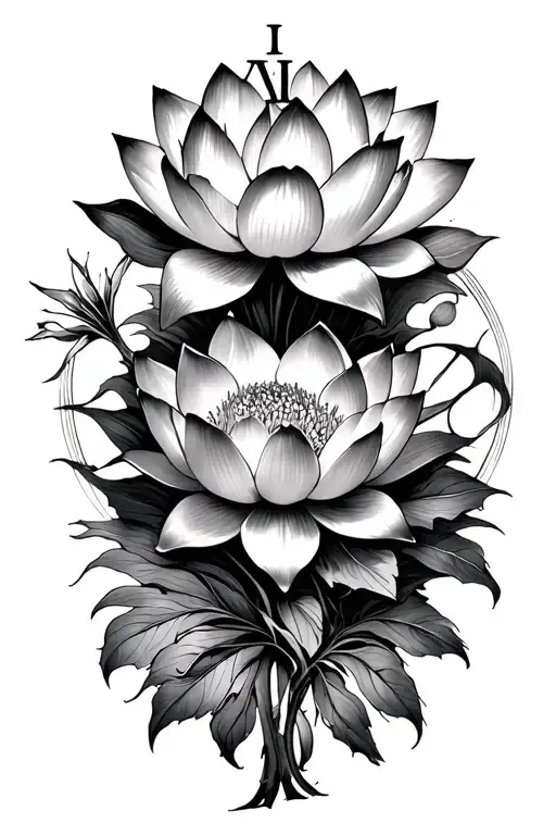 March 20Th 1999 Roman Numerals With Lotus Flower