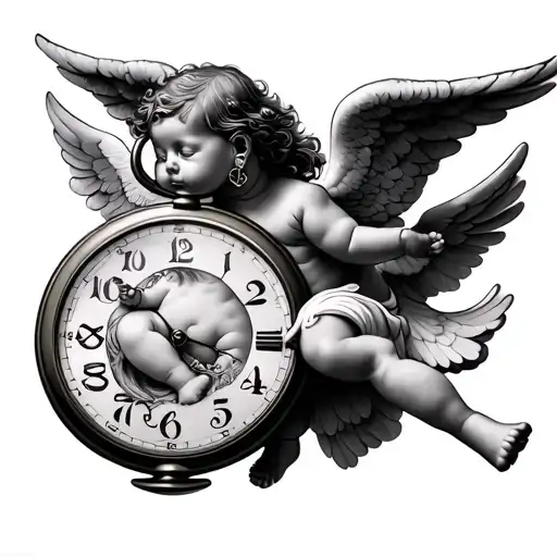 Pocketwatch Baby Angel Flying