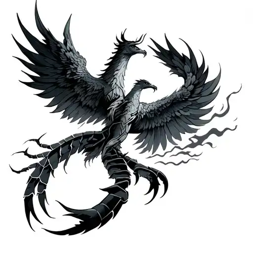 Phoenix Rising From The Ashes Combined With Zodiac Sign Scorpio With Shuttle Color