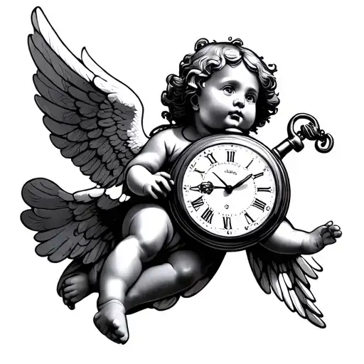 Pocketwatch Baby Angel Flying