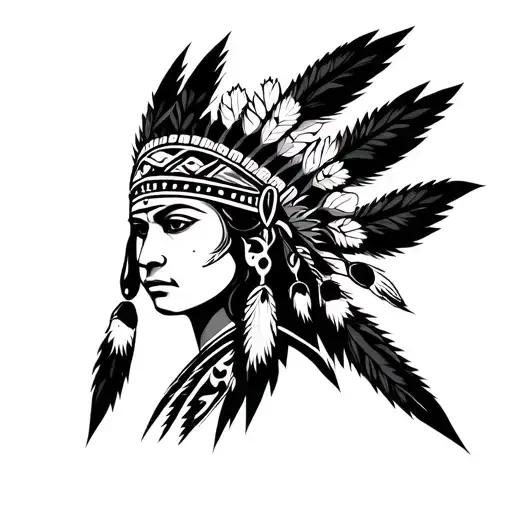 A Tribal Native Warrior Women Face