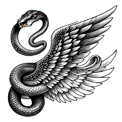 Forearm Wing Tattoo With Snake