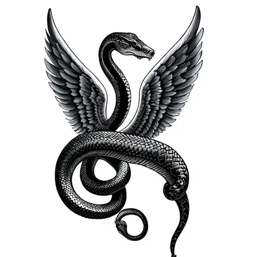 Forearm Wing Tattoo With Snake