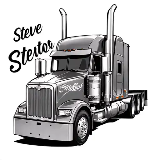 Semi Truck Memorial Tattoo With The Name Steve Rose