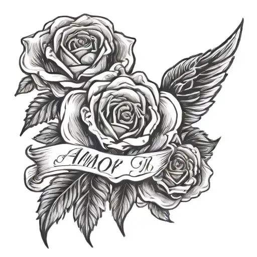 Amor Eterno In Cursive With Roses In The Background