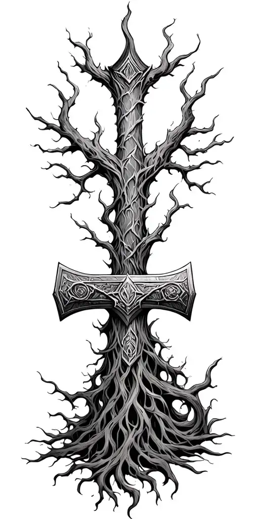 Ygdrasil With Mjolnir
