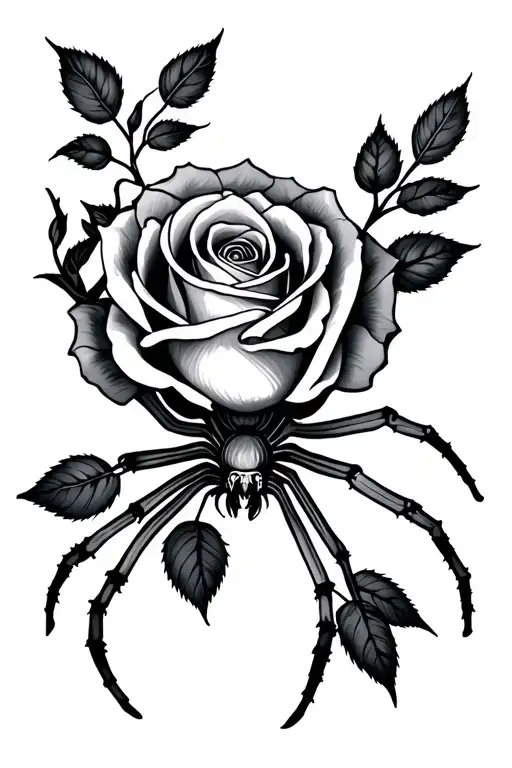 Rose And Spider Crawling