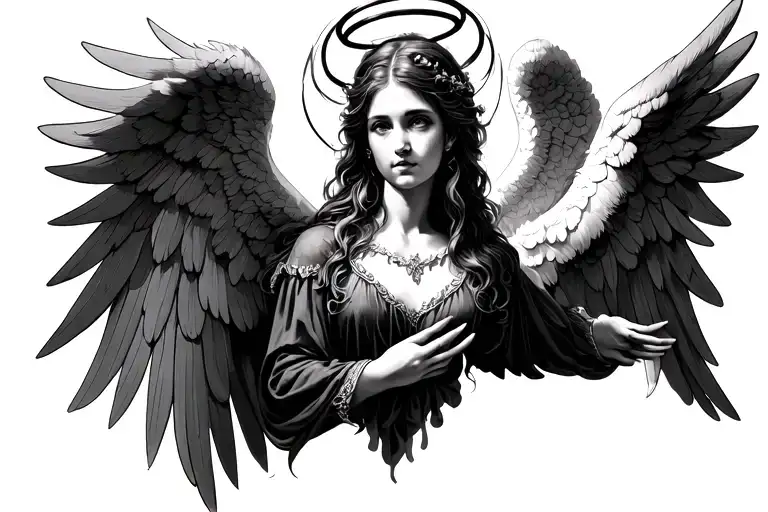 Gloria Between Angel Wings With Halo