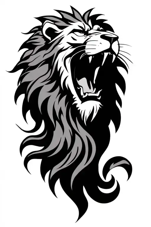 Lion Roaring Warrior Battling