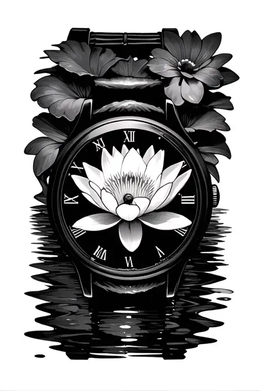 Fob Watch Water Lily Flower