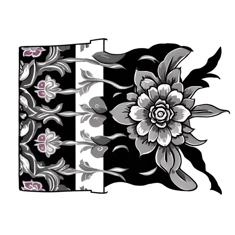 Buddhist Victory Banner Mixed With Vibrant Colorful Saddle Blanket