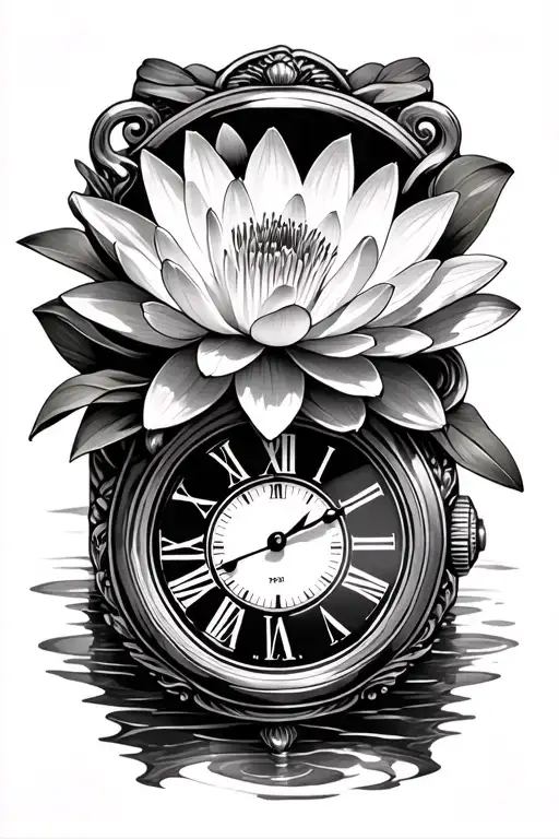 Old School Fob Watch Water Lily Flower