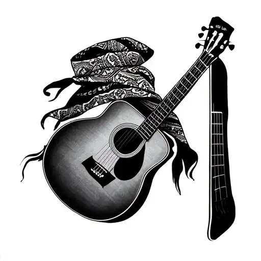 Acoustic Guitar With Bandana Wrapped