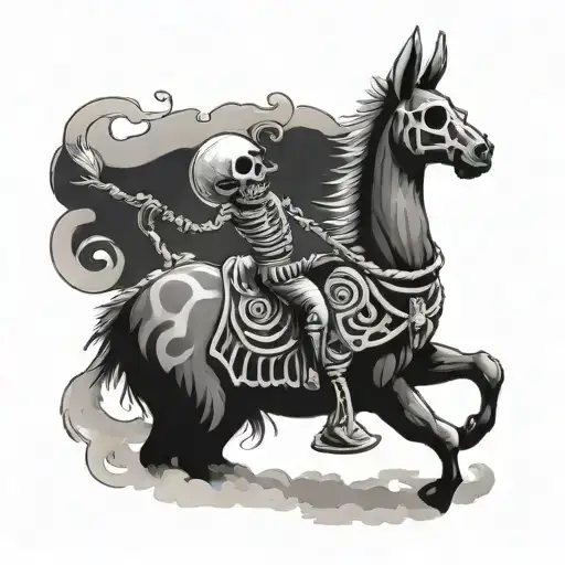 Skeleton On Lama Riding