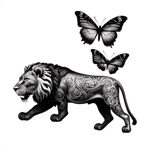 Quote Going Down Spine With Lions And Butterfly's