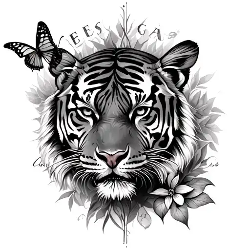 Words Going Down Spine With A Tiger And Butterfly's Next To It