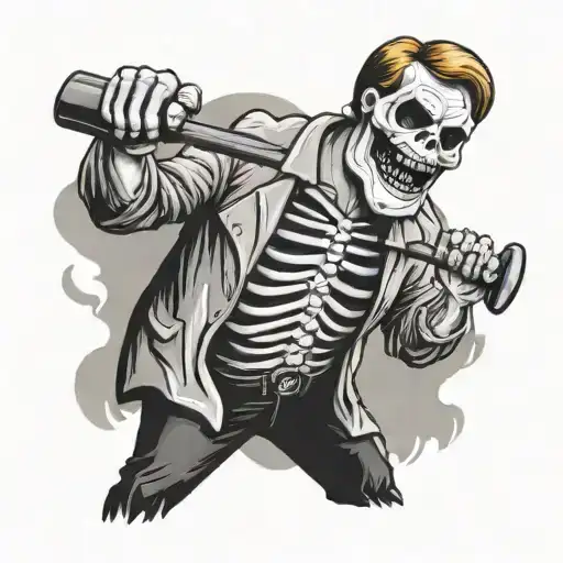 Chris Farley Partying Skeleton Holding A Hammer