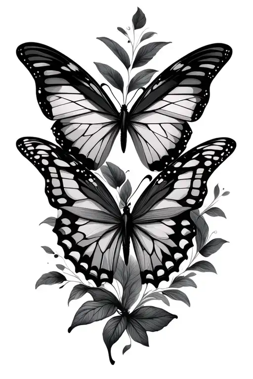Butterflies Thin Lines Geometrical Desing