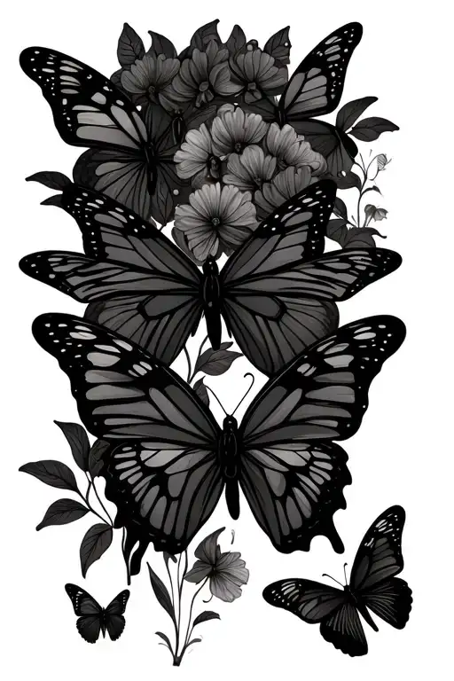 Delicate Butterflies Thin Line Art